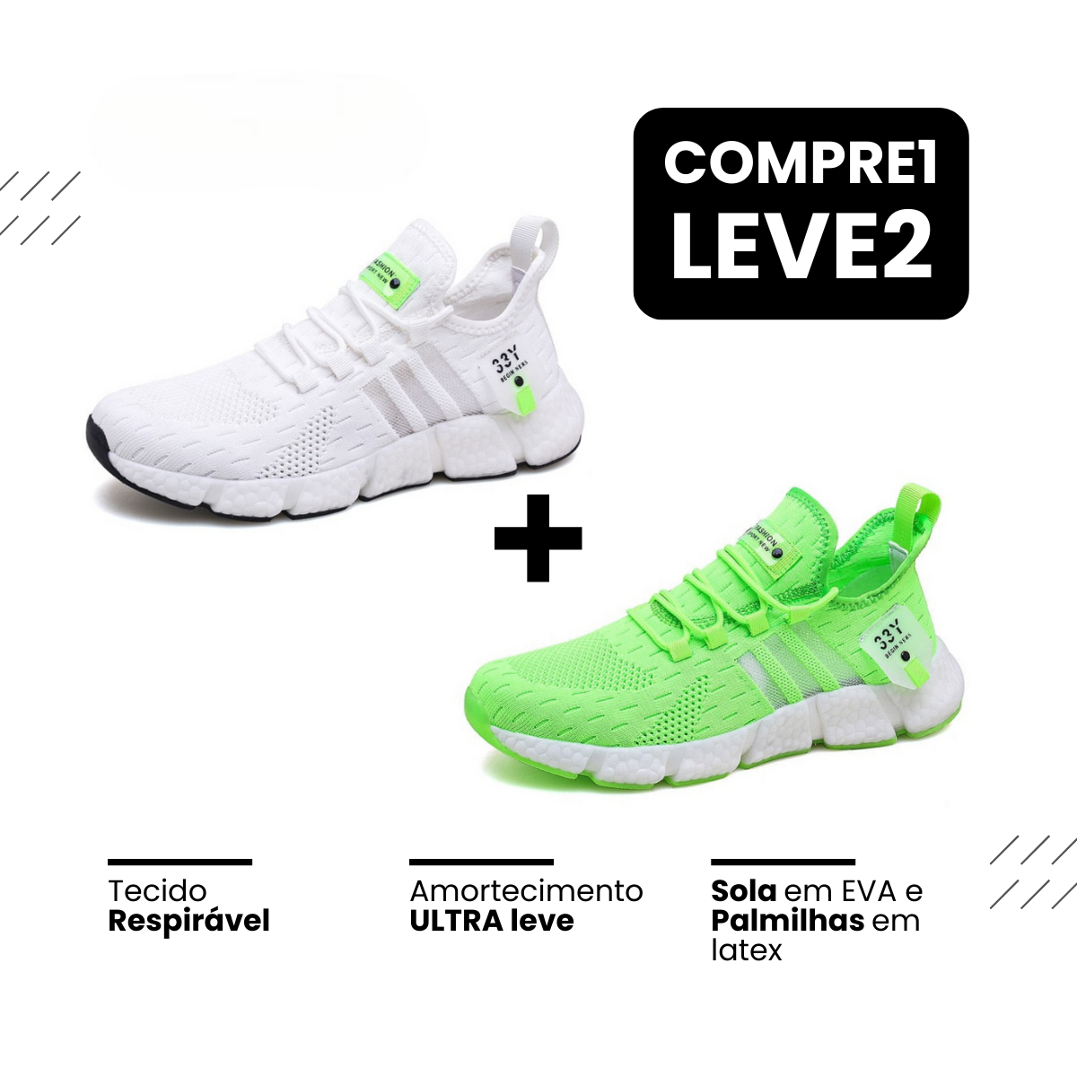 (COMPRE 1 LEVE 2) Tênis New Runner - Respirável e Ultra Resistente